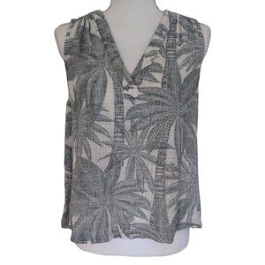 Marine Layer Gray and White Palm Print Tank Top